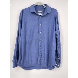 Michael Kors  Dress Shirt  Mens XL Slim Fit Stretch Button Down Blue‎  17 34/35